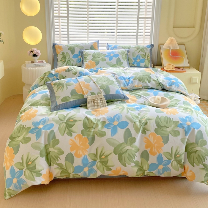 91家纺网 家纺一手货源 找家纺 春皖家纺 2026高端直播热卖非遗A类全棉老粗布加厚床单款三件套-工艺款四件套 茶心