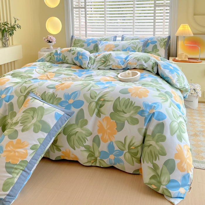 91家纺网 家纺一手货源 找家纺 春皖家纺 2026高端直播热卖非遗A类全棉老粗布加厚床单款三件套-工艺款四件套 茶心