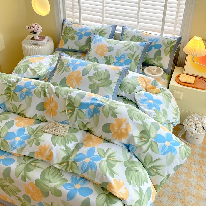 91家纺网 家纺一手货源 找家纺 春皖家纺 2026高端直播热卖非遗A类全棉老粗布加厚床单款三件套-工艺款四件套 茶心