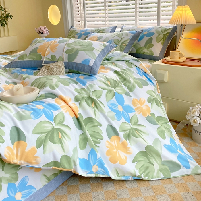 91家纺网 家纺一手货源 找家纺 春皖家纺 2026高端直播热卖非遗A类全棉老粗布加厚床单款三件套-工艺款四件套 茶心