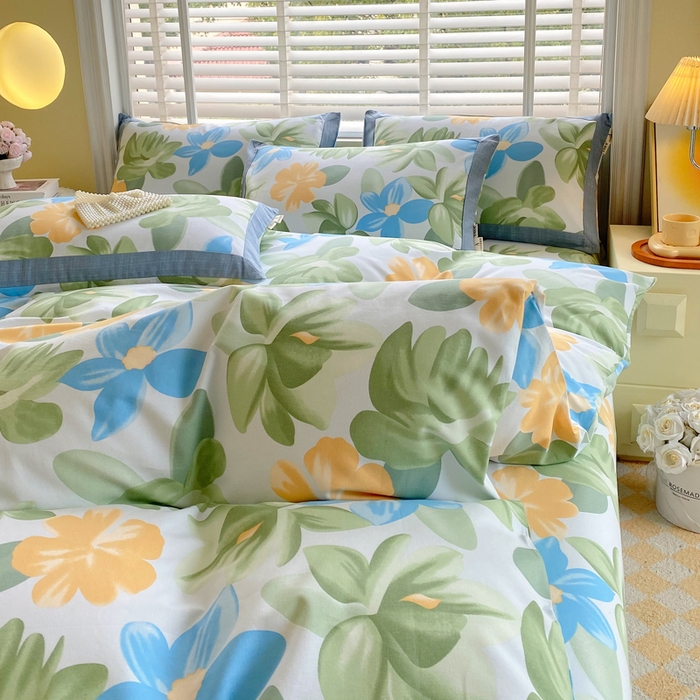 91家纺网 家纺一手货源 找家纺 春皖家纺 2026高端直播热卖非遗A类全棉老粗布加厚床单款三件套-工艺款四件套 茶心