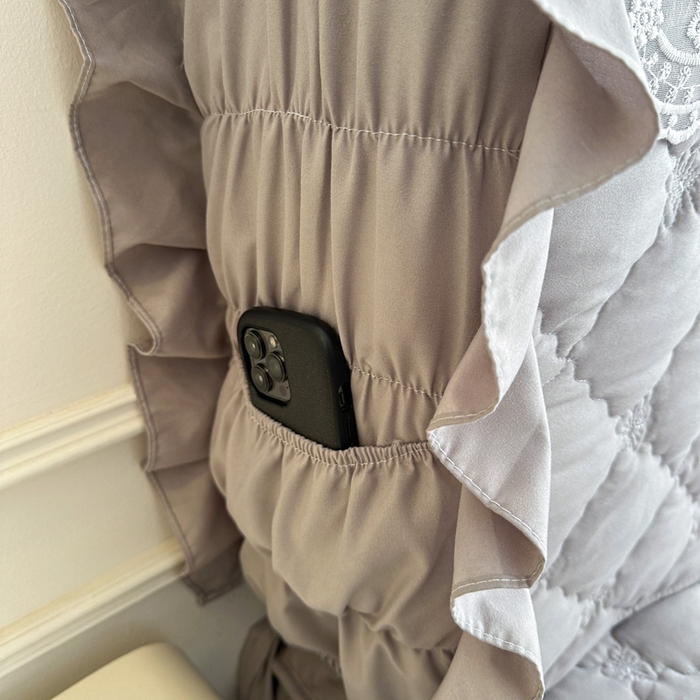 91家纺网 家纺一手货源 找家纺 怡源梦 2026新款A类亲肤棉全包夹棉床头罩-蝴蝶飞飞系列 灰色