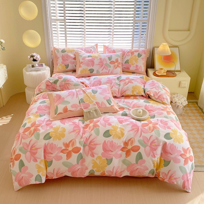 91家纺网 家纺一手货源 找家纺 春皖家纺 2026高端直播热卖非遗A类全棉老粗布加厚床单款三件套-工艺款四件套 觅恋