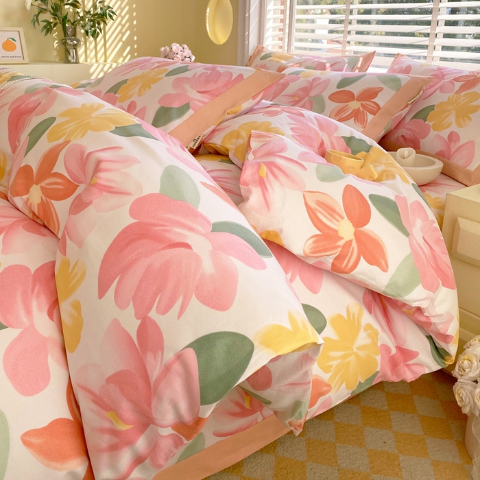 91家纺网 家纺一手货源 找家纺 春皖家纺 2026高端直播热卖非遗A类全棉老粗布加厚床单款三件套-工艺款四件套 觅恋