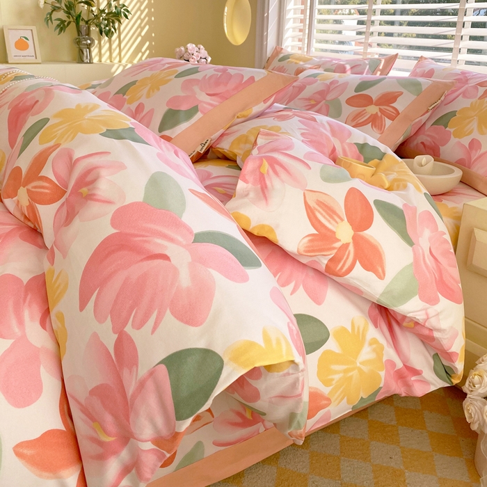 91家纺网 家纺一手货源 找家纺 春皖家纺 2026高端直播热卖非遗A类全棉老粗布加厚床单款三件套-工艺款四件套 觅恋