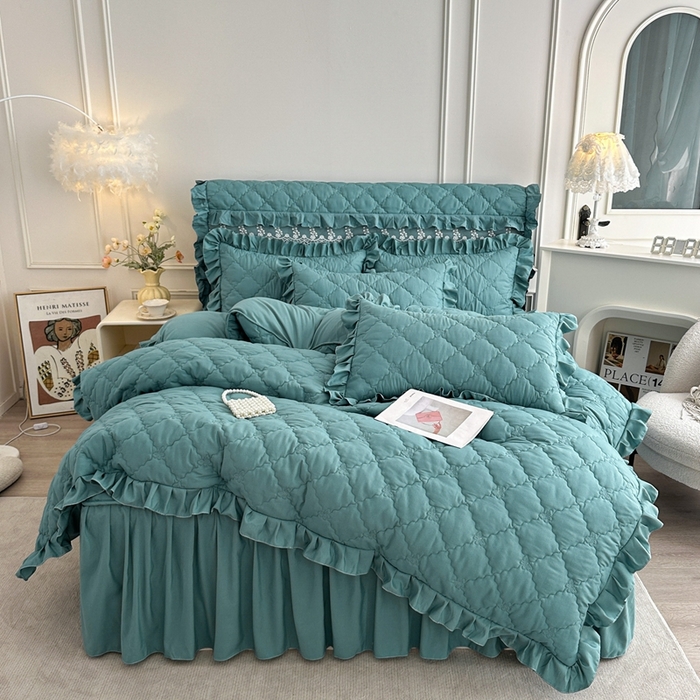 91家纺网 家纺一手货源 找家纺 怡源梦 2026新款A类亲肤棉全包夹棉床头罩-蝴蝶飞飞系列 蓝色