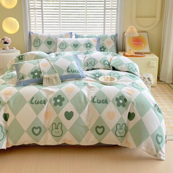 91家纺网 家纺一手货源 找家纺 春皖家纺 2026高端直播热卖非遗A类全棉老粗布加厚床单款三件套-工艺款四件套 幸运