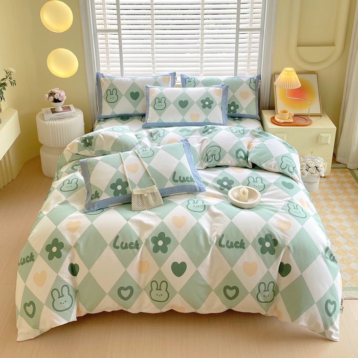 91家纺网 家纺一手货源 找家纺 春皖家纺 2026高端直播热卖非遗A类全棉老粗布加厚床单款三件套-工艺款四件套 幸运