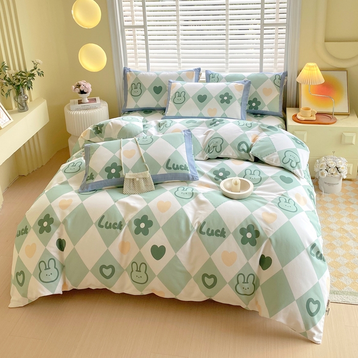 91家纺网 家纺一手货源 找家纺 春皖家纺 2026高端直播热卖非遗A类全棉老粗布加厚床单款三件套-工艺款四件套 幸运