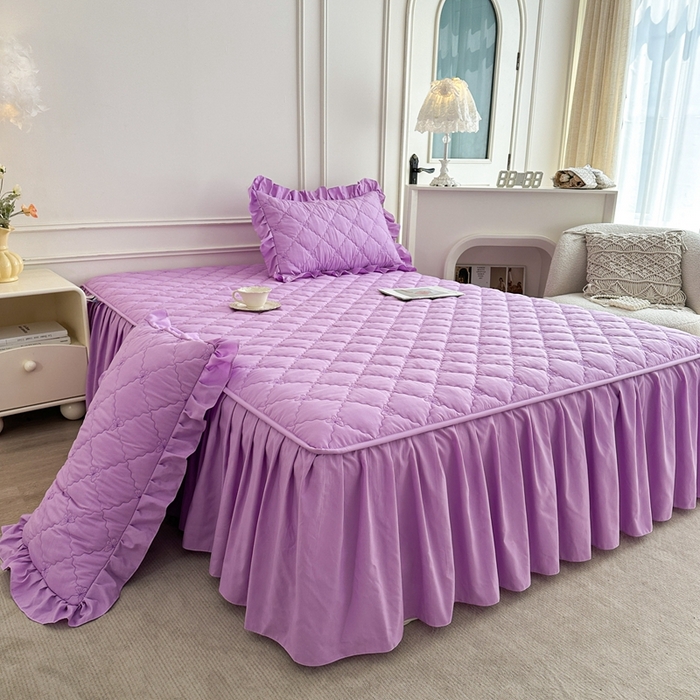 91家纺网 家纺一手货源 找家纺 怡源梦 2026新款A类亲肤棉全包夹棉床头罩-蝴蝶飞飞系列 紫色