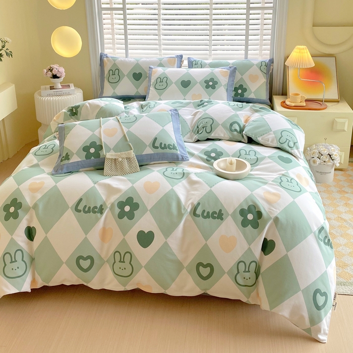 91家纺网 家纺一手货源 找家纺 春皖家纺 2026高端直播热卖非遗A类全棉老粗布加厚床单款三件套-工艺款四件套 幸运