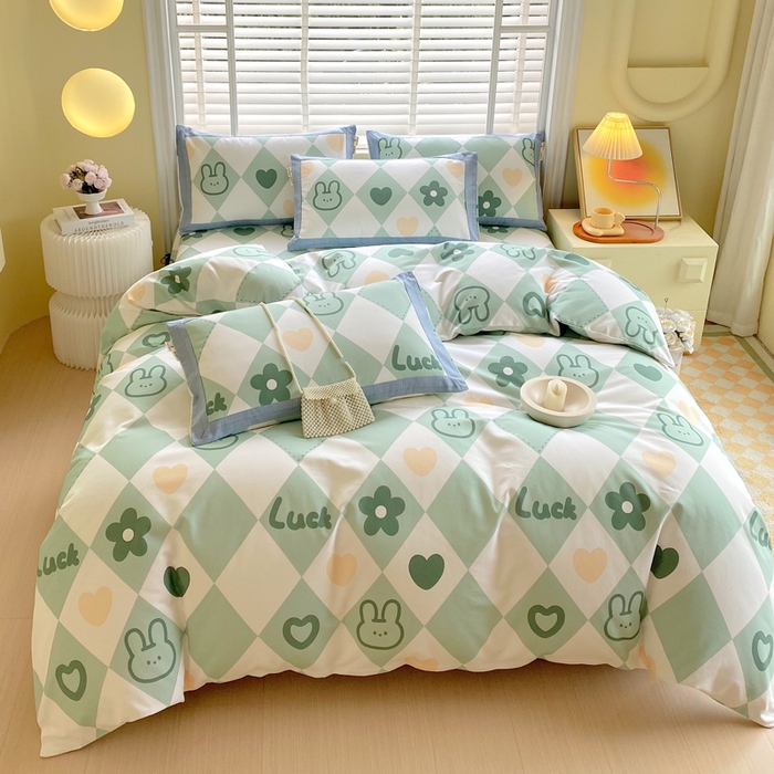 91家纺网 家纺一手货源 找家纺 春皖家纺 2026高端直播热卖非遗A类全棉老粗布加厚床单款三件套-工艺款四件套 幸运