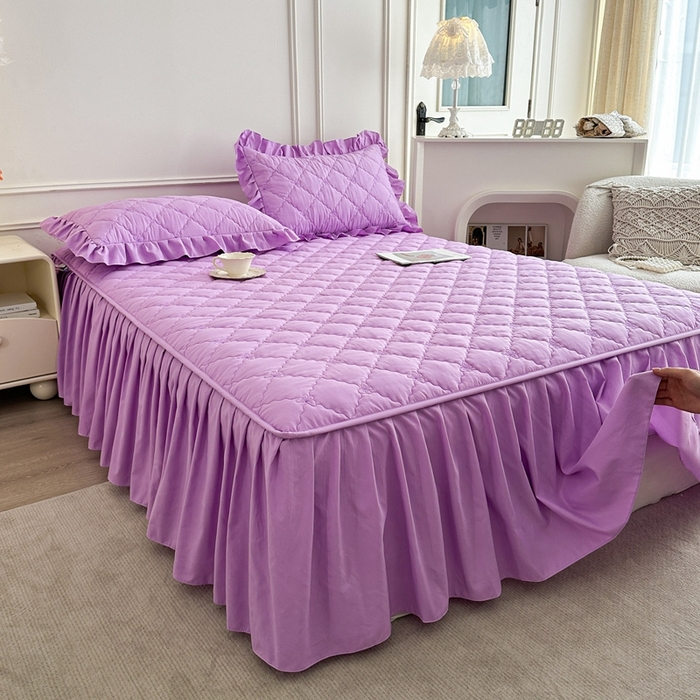 91家纺网 家纺一手货源 找家纺 怡源梦 2026新款A类亲肤棉全包夹棉床头罩-蝴蝶飞飞系列 紫色