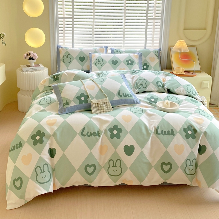 91家纺网 家纺一手货源 找家纺 春皖家纺 2026高端直播热卖非遗A类全棉老粗布加厚床单款三件套-工艺款四件套 幸运