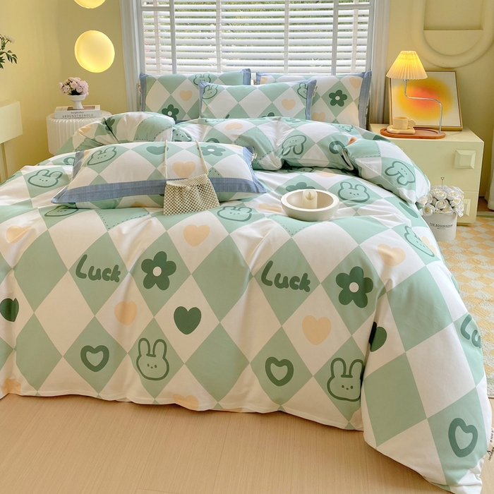 91家纺网 家纺一手货源 找家纺 春皖家纺 2026高端直播热卖非遗A类全棉老粗布加厚床单款三件套-工艺款四件套 幸运