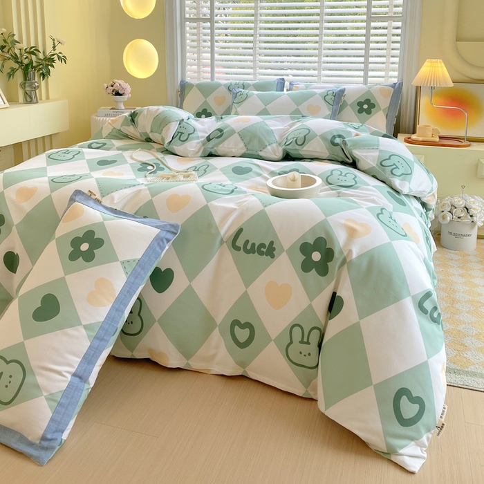 91家纺网 家纺一手货源 找家纺 春皖家纺 2026高端直播热卖非遗A类全棉老粗布加厚床单款三件套-工艺款四件套 幸运