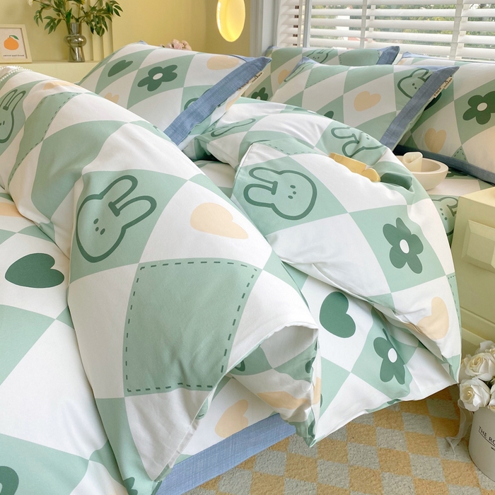 91家纺网 家纺一手货源 找家纺 春皖家纺 2026高端直播热卖非遗A类全棉老粗布加厚床单款三件套-工艺款四件套 幸运