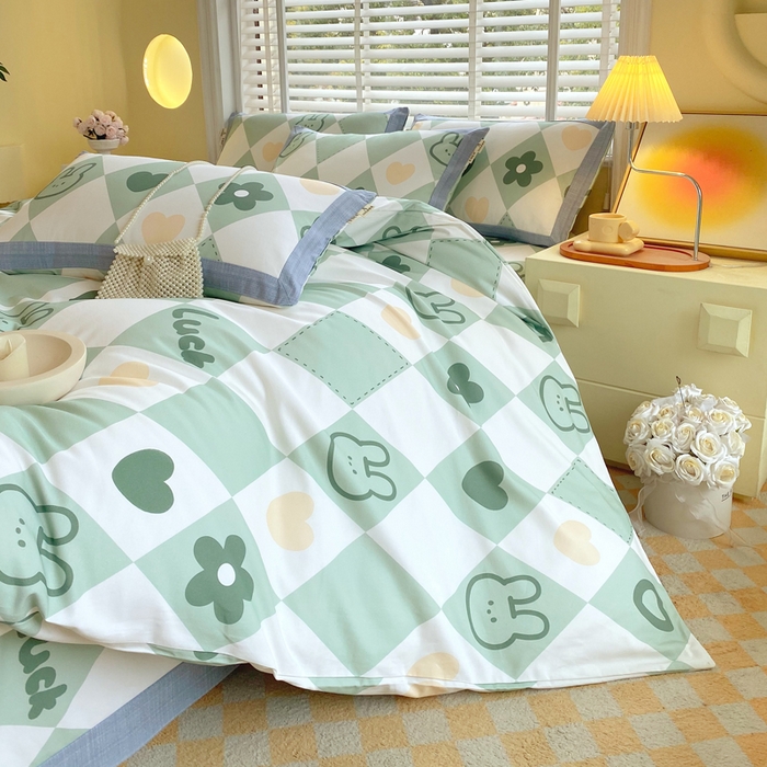 91家纺网 家纺一手货源 找家纺 春皖家纺 2026高端直播热卖非遗A类全棉老粗布加厚床单款三件套-工艺款四件套 幸运