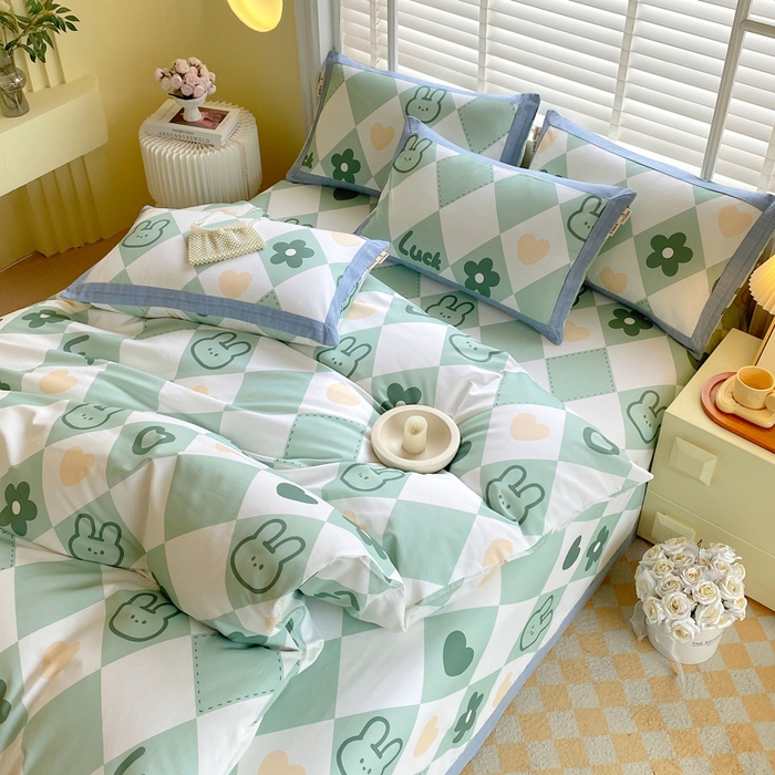 91家纺网 家纺一手货源 找家纺 春皖家纺 2026高端直播热卖非遗A类全棉老粗布加厚床单款三件套-工艺款四件套 幸运