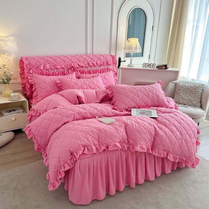 91家纺网 家纺一手货源 找家纺 怡源梦 2026新款A类亲肤棉床裙式床笠四件套-蝴蝶飞飞系列 粉色