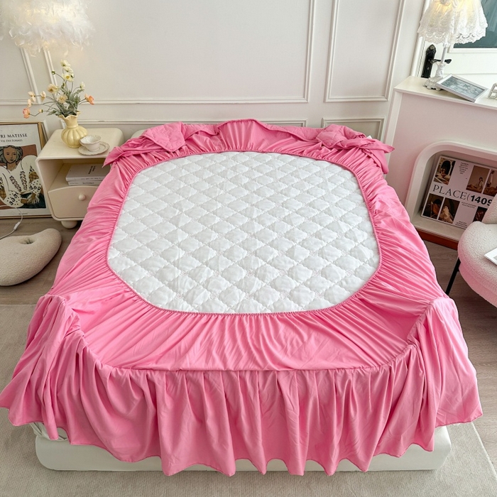 91家纺网 家纺一手货源 找家纺 怡源梦 2026新款A类亲肤棉床裙式床笠四件套-蝴蝶飞飞系列 粉色