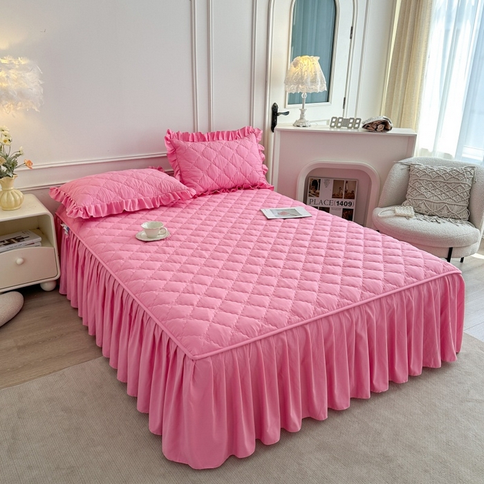 91家纺网 家纺一手货源 找家纺 怡源梦 2026新款A类亲肤棉床裙式床笠四件套-蝴蝶飞飞系列 粉色