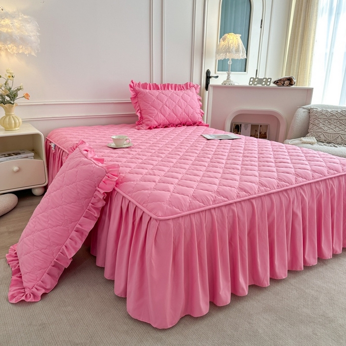 91家纺网 家纺一手货源 找家纺 怡源梦 2026新款A类亲肤棉床裙式床笠四件套-蝴蝶飞飞系列 粉色