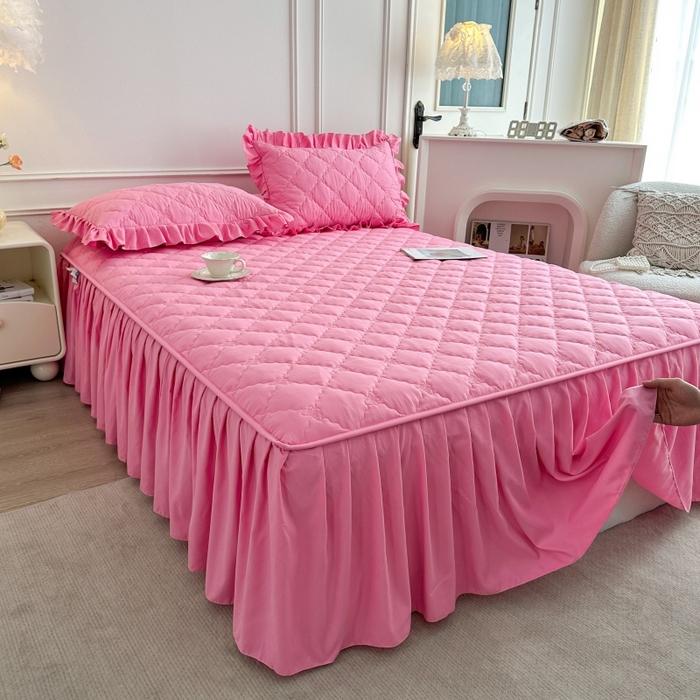 91家纺网 家纺一手货源 找家纺 怡源梦 2026新款A类亲肤棉床裙式床笠四件套-蝴蝶飞飞系列 粉色