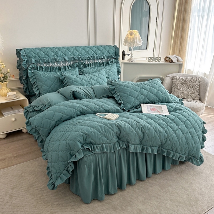 91家纺网 家纺一手货源 找家纺 怡源梦 2026新款A类亲肤棉床裙式床笠四件套-蝴蝶飞飞系列 蓝色