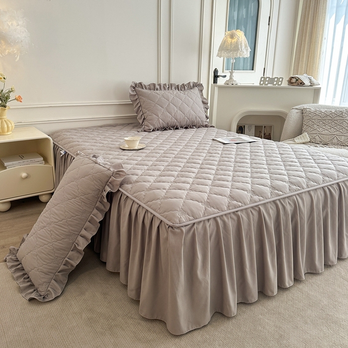 怡源梦 2026新款A类亲肤棉床裙床笠二合一-蝴蝶飞飞系列 灰色