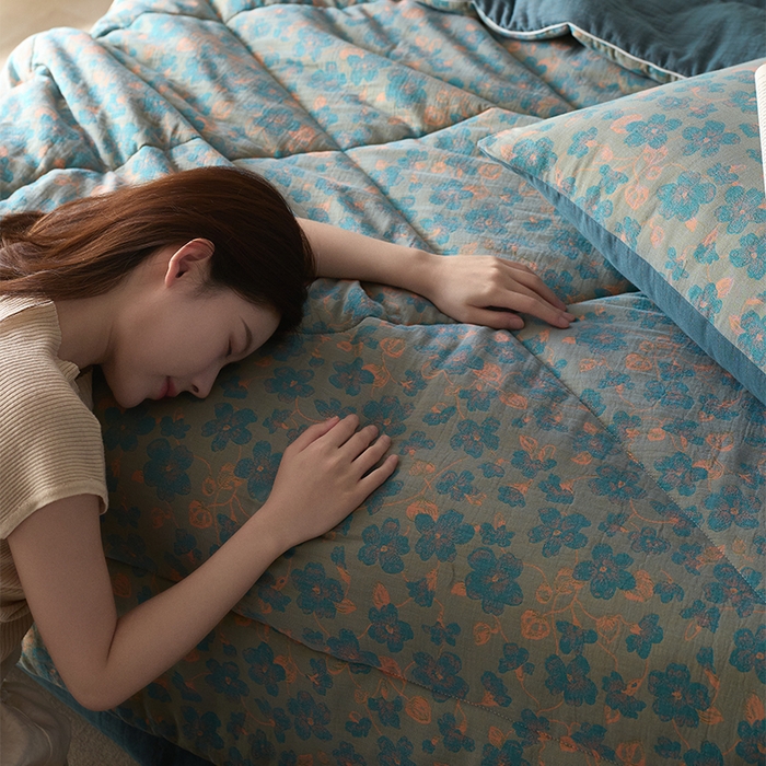 91家纺网 家纺一手货源 找家纺 （总）春皖家纺 2026新款全棉双层提花夏被四件套