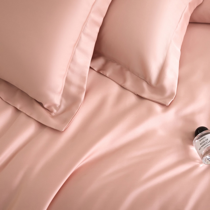 91家纺网 家纺一手货源 找家纺 禧澜庭 2026新款纯色夏季凉感天丝四件套莱赛尔纤维冰丝四件套 莲花粉