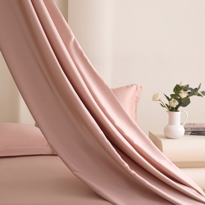 91家纺网 家纺一手货源 找家纺 禧澜庭 2026新款纯色夏季凉感天丝四件套莱赛尔纤维冰丝四件套 莲花粉