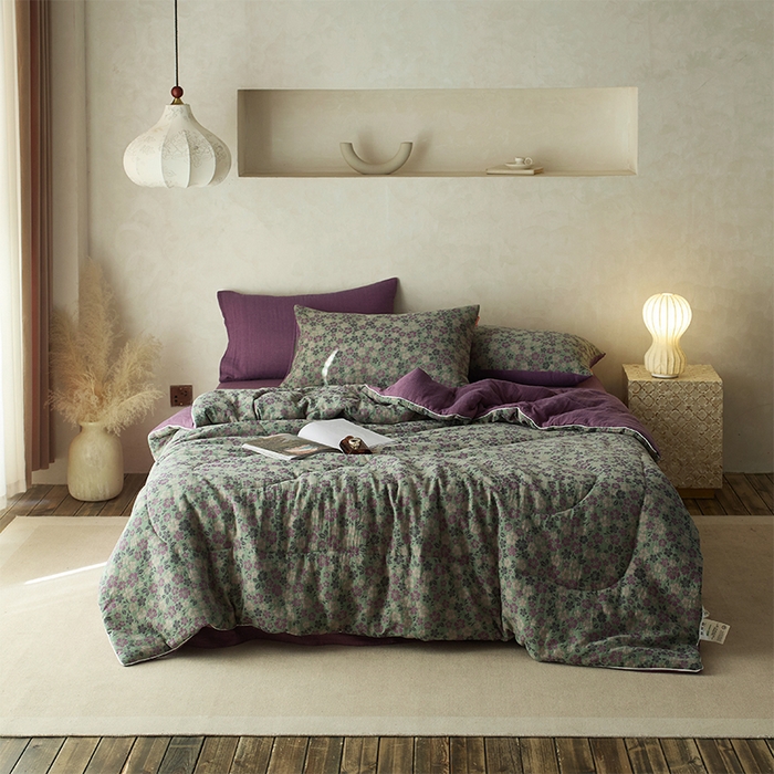 91家纺网 家纺一手货源 找家纺 （总）春皖家纺 2026新款全棉双层提花夏被四件套