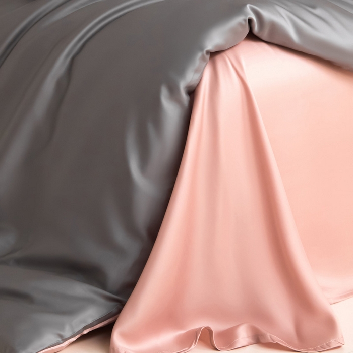 91家纺网 家纺一手货源 找家纺 禧澜庭 2026新款纯色夏季凉感天丝四件套莱赛尔纤维冰丝四件套 云灰莲粉