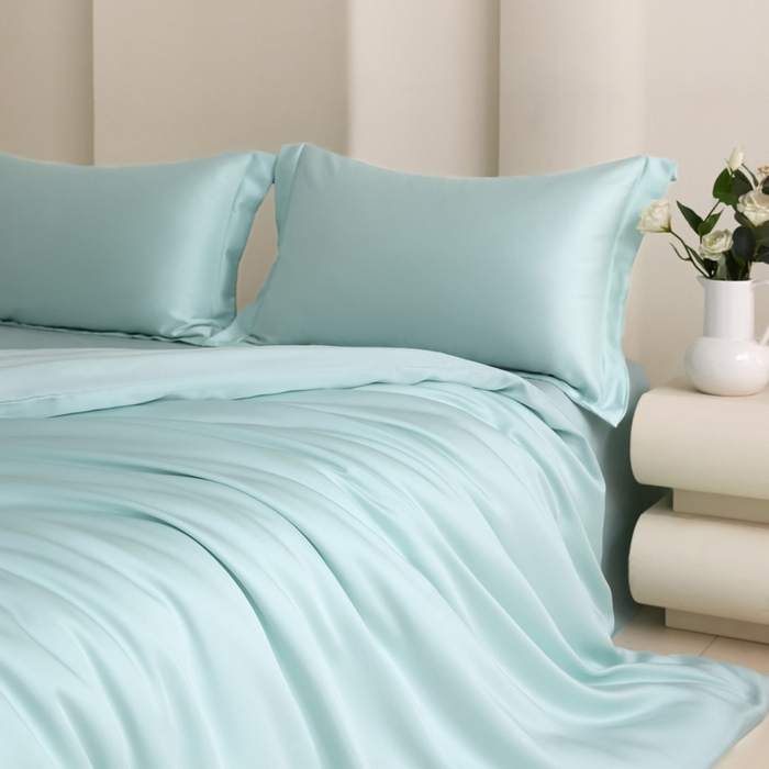 禧澜庭 2026新款纯色夏季凉感天丝四件套莱赛尔纤维冰丝四件套 云朵蓝