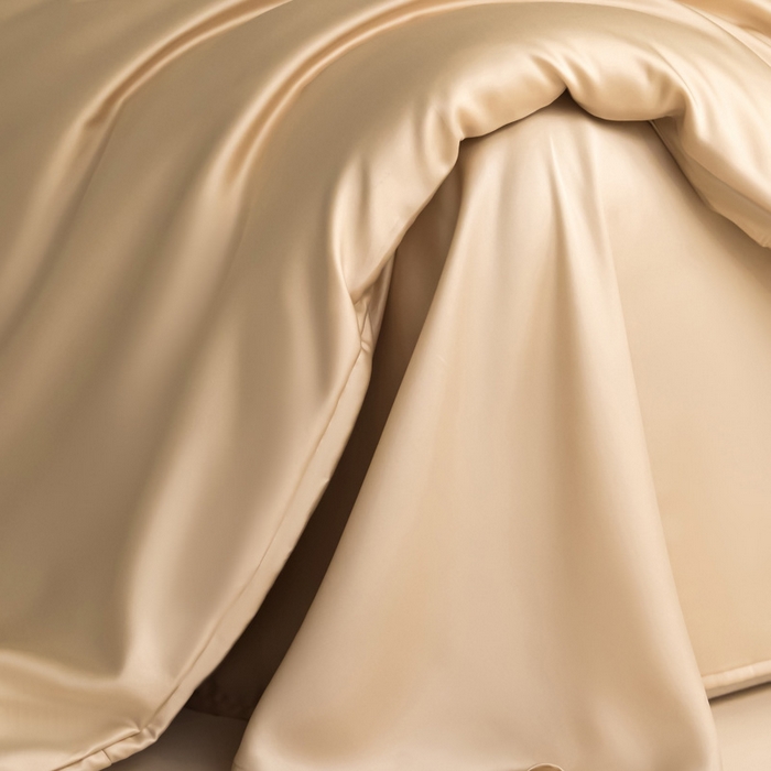 91家纺网 家纺一手货源 找家纺 禧澜庭 2026新款纯色夏季凉感天丝四件套莱赛尔纤维冰丝四件套 香香槟