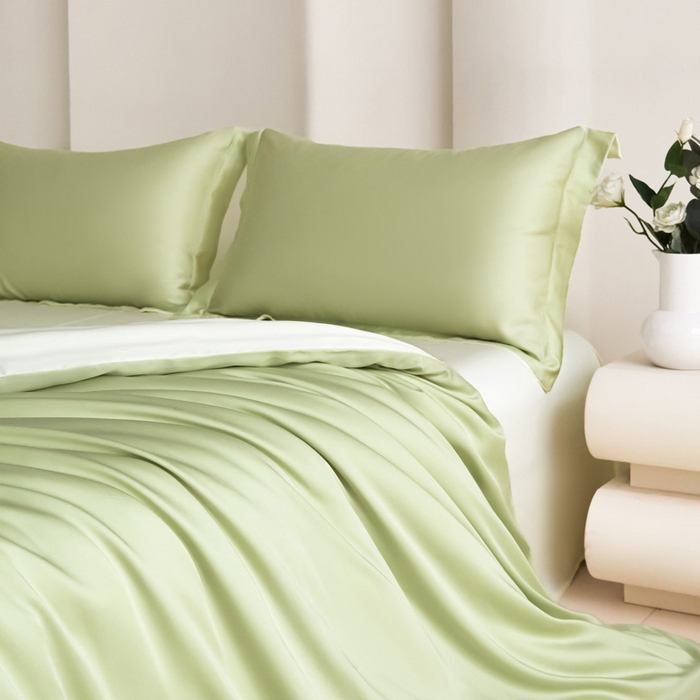 禧澜庭 2026新款纯色夏季凉感天丝四件套莱赛尔纤维冰丝四件套 若草乳白