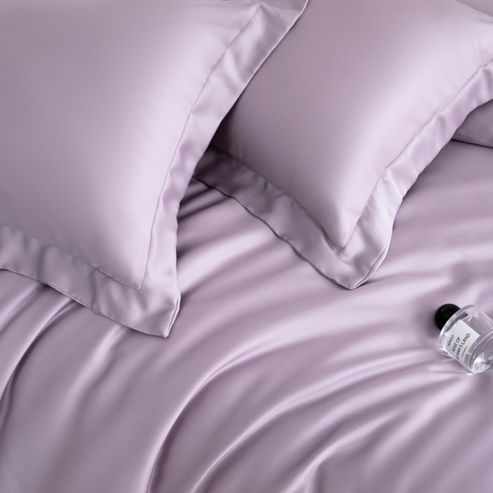 91家纺网 家纺一手货源 找家纺 禧澜庭 2026新款纯色夏季凉感天丝四件套莱赛尔纤维冰丝四件套 风信紫