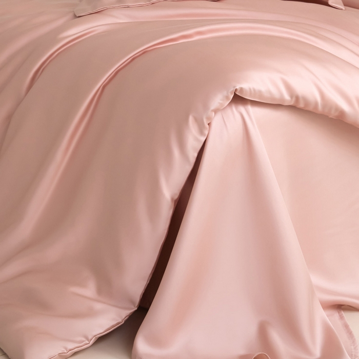 91家纺网 家纺一手货源 找家纺 禧澜庭 2026新款纯色夏季凉感天丝四件套莱赛尔纤维冰丝四件套 莲花粉