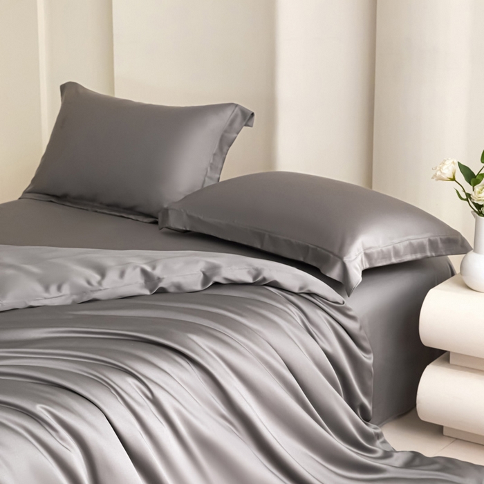 禧澜庭 2026新款纯色夏季凉感天丝四件套莱赛尔纤维冰丝四件套 夏云灰