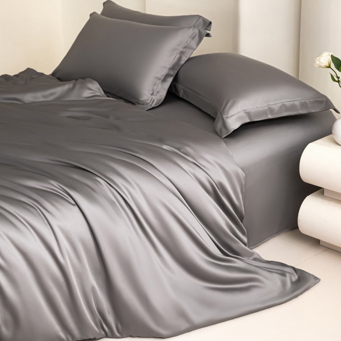 91家纺网 家纺一手货源 找家纺 禧澜庭 2026新款纯色夏季凉感天丝四件套莱赛尔纤维冰丝四件套 夏云灰