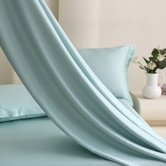 91家纺网 家纺一手货源 找家纺 禧澜庭 2026新款纯色夏季凉感天丝四件套莱赛尔纤维冰丝四件套 云朵蓝