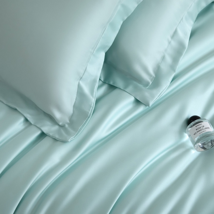 91家纺网 家纺一手货源 找家纺 禧澜庭 2026新款纯色夏季凉感天丝四件套莱赛尔纤维冰丝四件套 云朵蓝