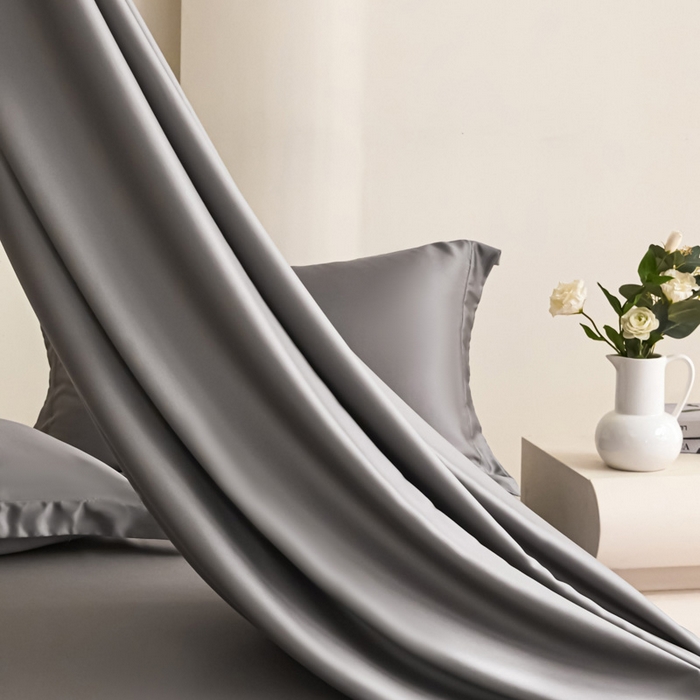 91家纺网 家纺一手货源 找家纺 禧澜庭 2026新款纯色夏季凉感天丝四件套莱赛尔纤维冰丝四件套 夏云灰