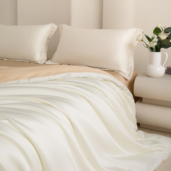 禧澜庭 2026新款纯色夏季凉感天丝四件套莱赛尔纤维冰丝四件套 玉乳香槟