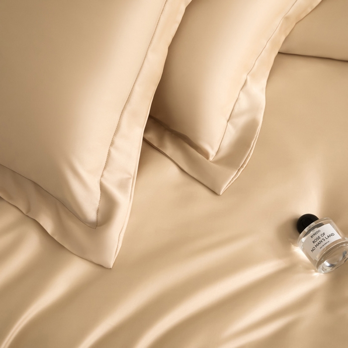 91家纺网 家纺一手货源 找家纺 禧澜庭 2026新款纯色夏季凉感天丝四件套莱赛尔纤维冰丝四件套 香香槟