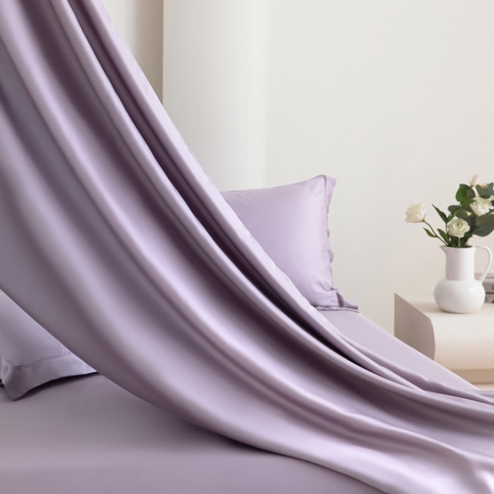 91家纺网 家纺一手货源 找家纺 禧澜庭 2026新款纯色夏季凉感天丝四件套莱赛尔纤维冰丝四件套 风信紫