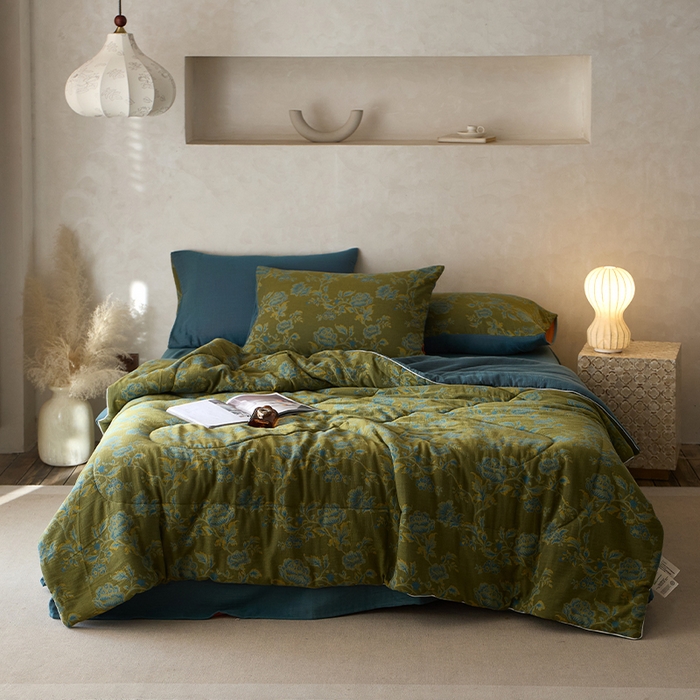 91家纺网 家纺一手货源 找家纺 （总）春皖家纺 2026新款全棉双层提花夏被四件套