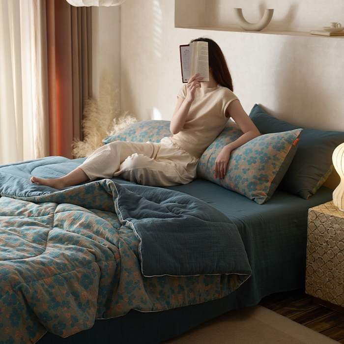 91家纺网 家纺一手货源 找家纺 春皖家纺 2026新款全棉双层提花夏被四件套 百灵斯顿